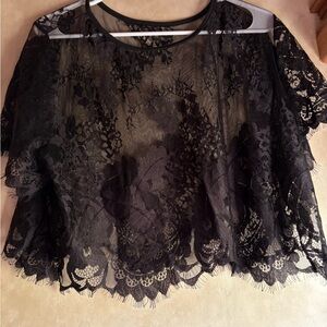 Black Lace Overlay Top No Tag